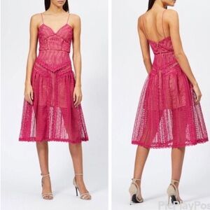🌺 NWT self-portrait barbie pink lace midi dress